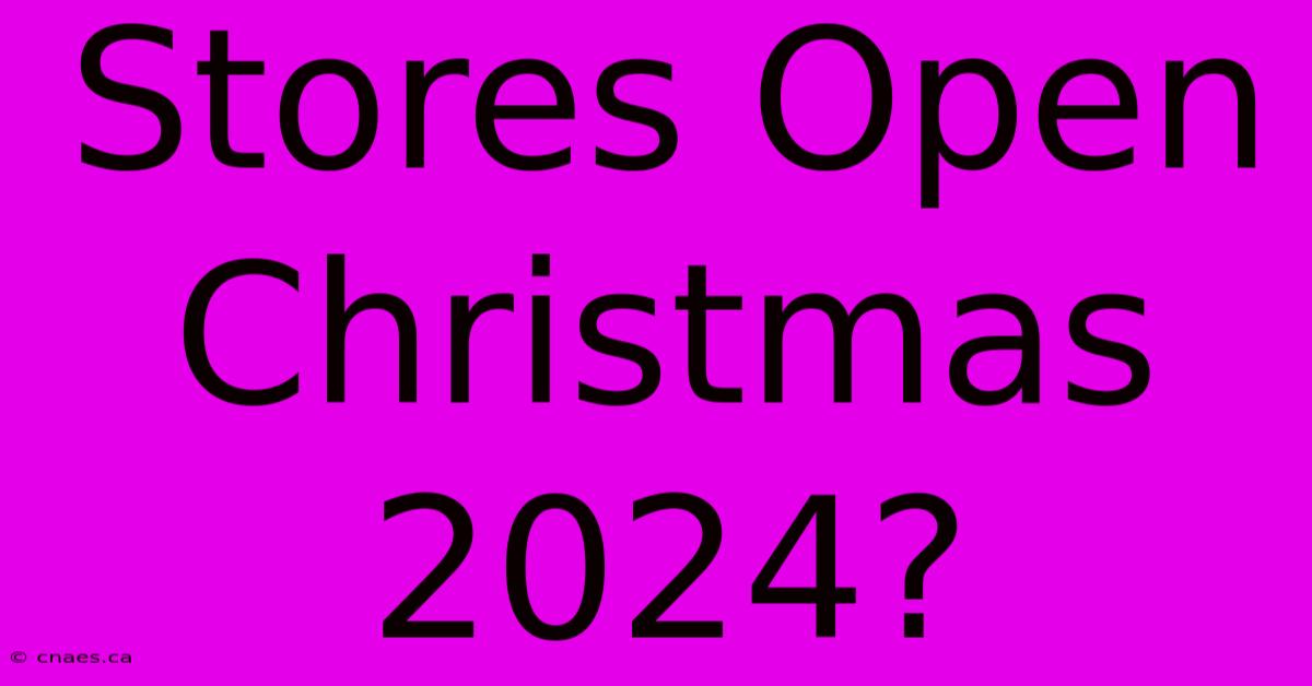 Stores Open Christmas 2024?