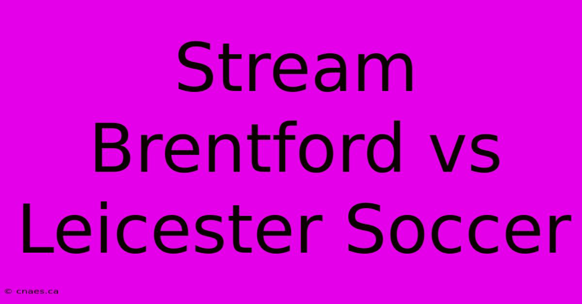 Stream Brentford Vs Leicester Soccer