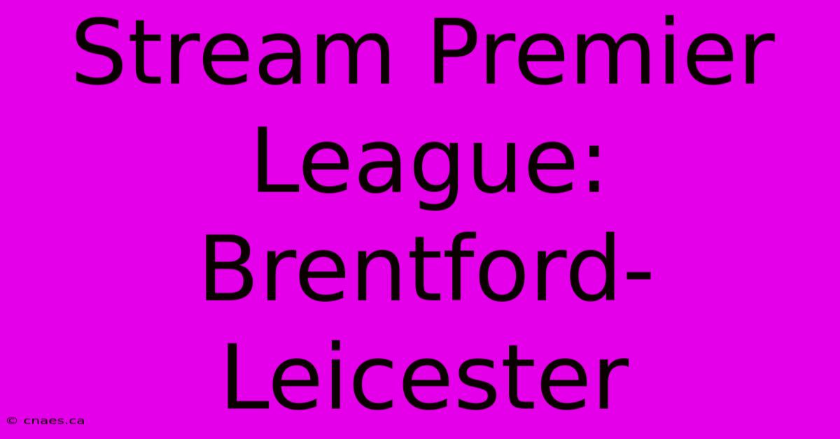 Stream Premier League: Brentford-Leicester