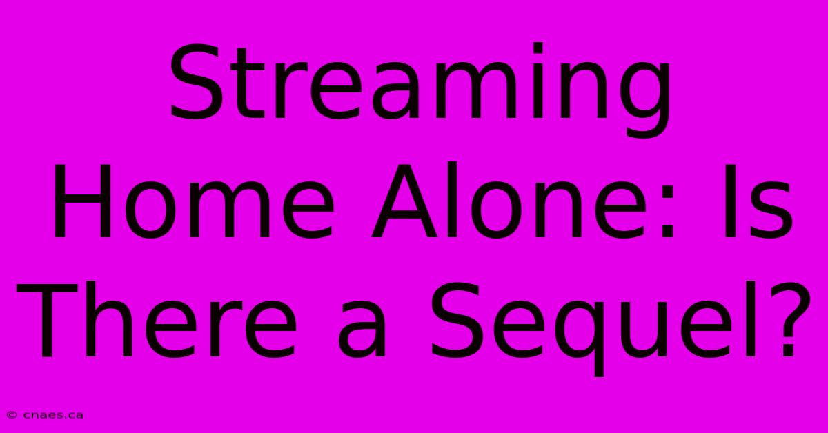 Streaming Home Alone: Is There A Sequel?