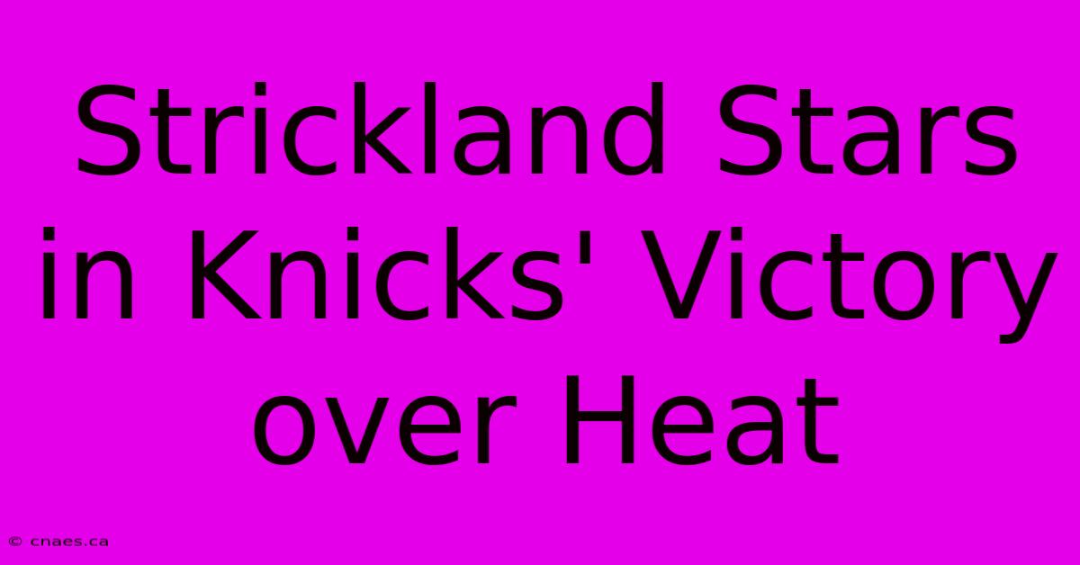 Strickland Stars In Knicks' Victory Over Heat 