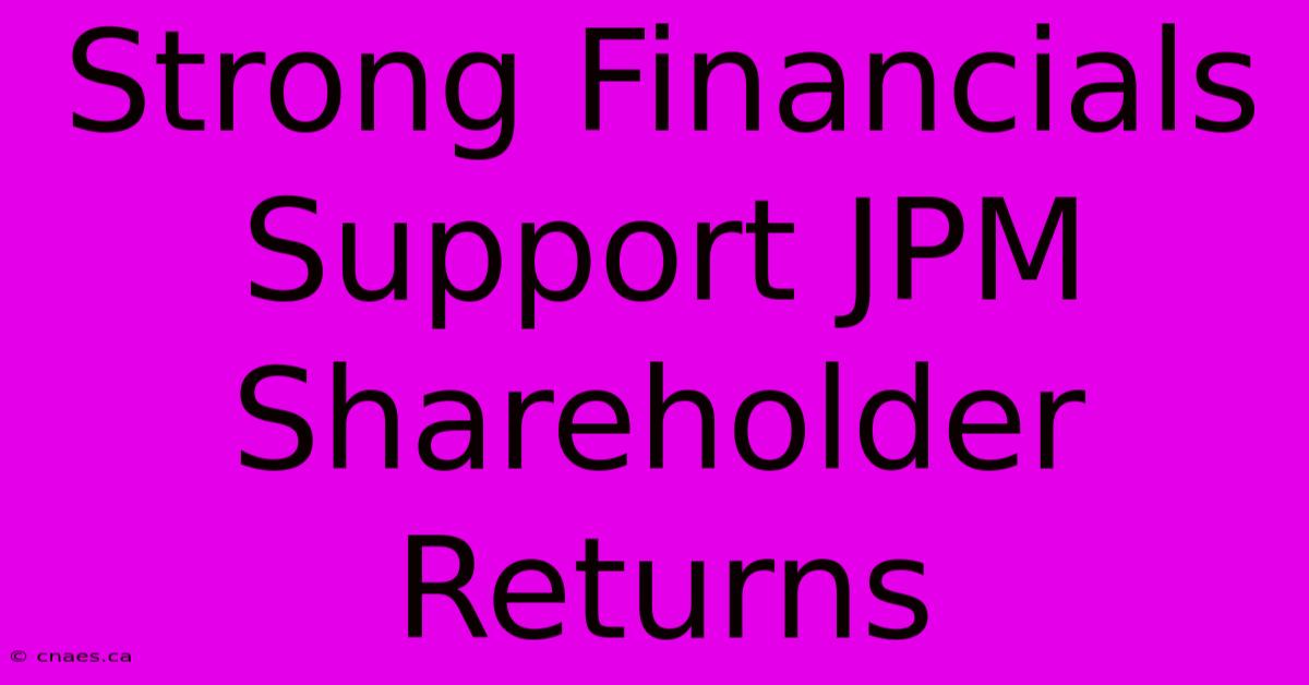 Strong Financials Support JPM Shareholder Returns