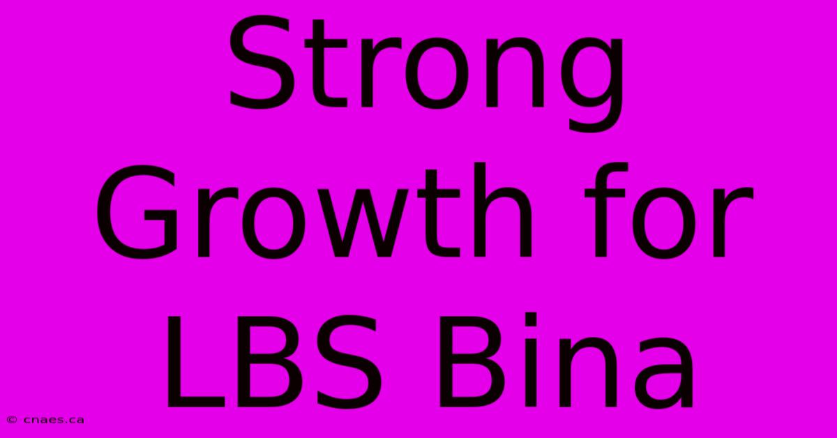 Strong Growth For LBS Bina