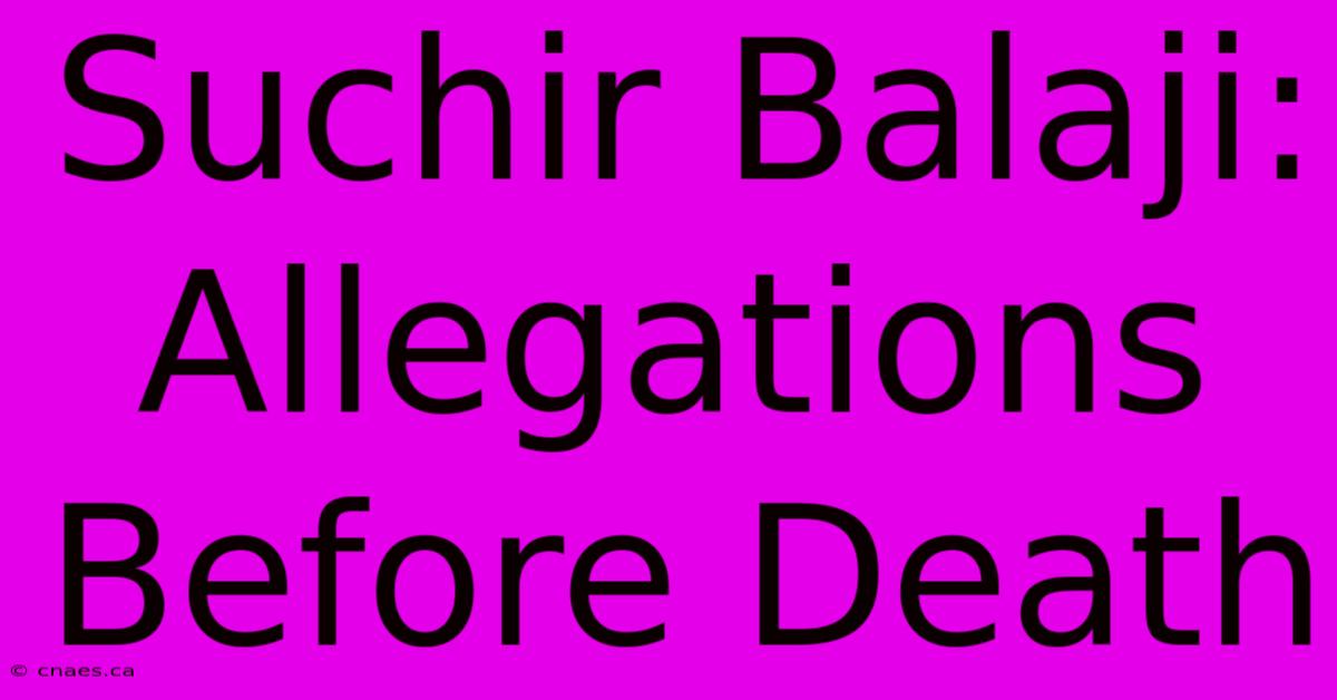 Suchir Balaji: Allegations Before Death