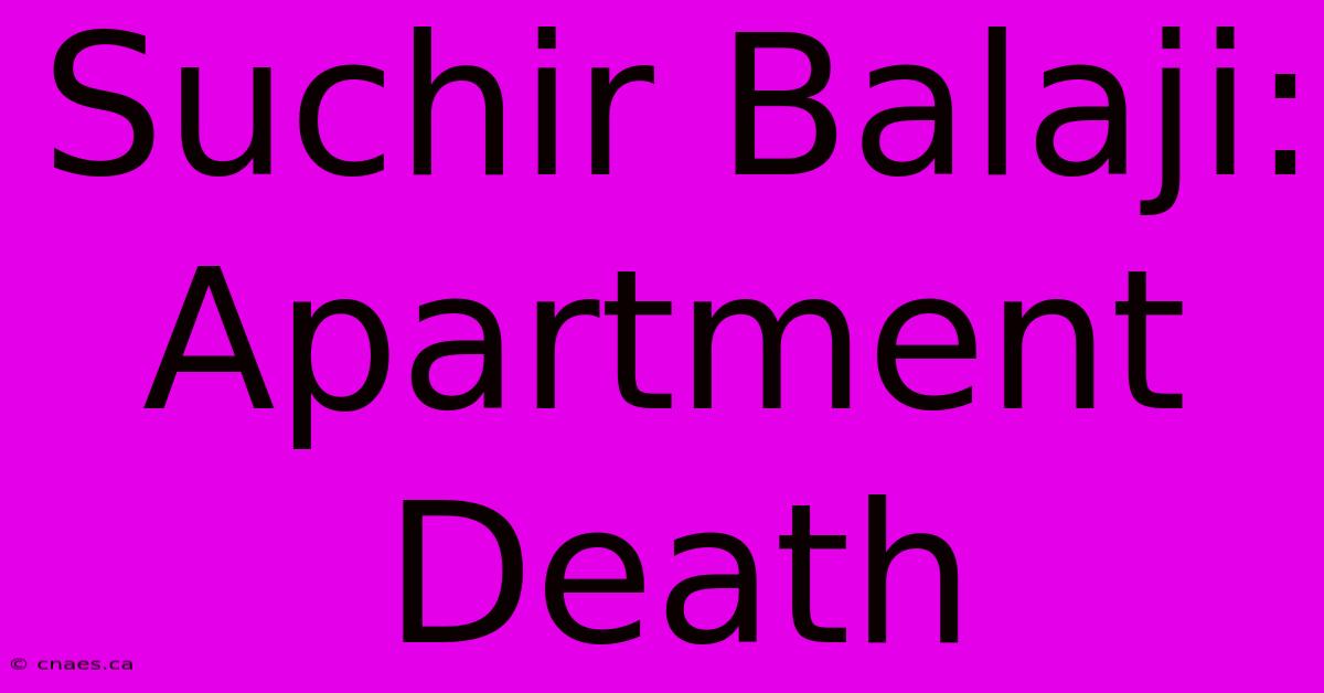 Suchir Balaji: Apartment Death