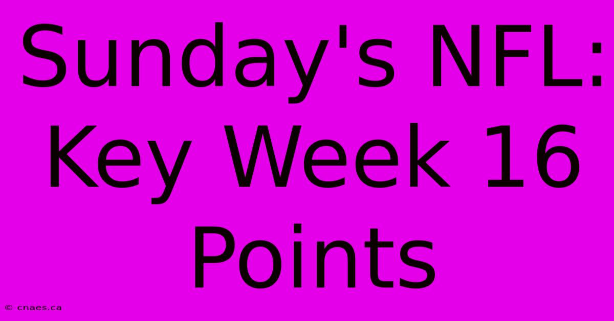 Sunday's NFL: Key Week 16 Points