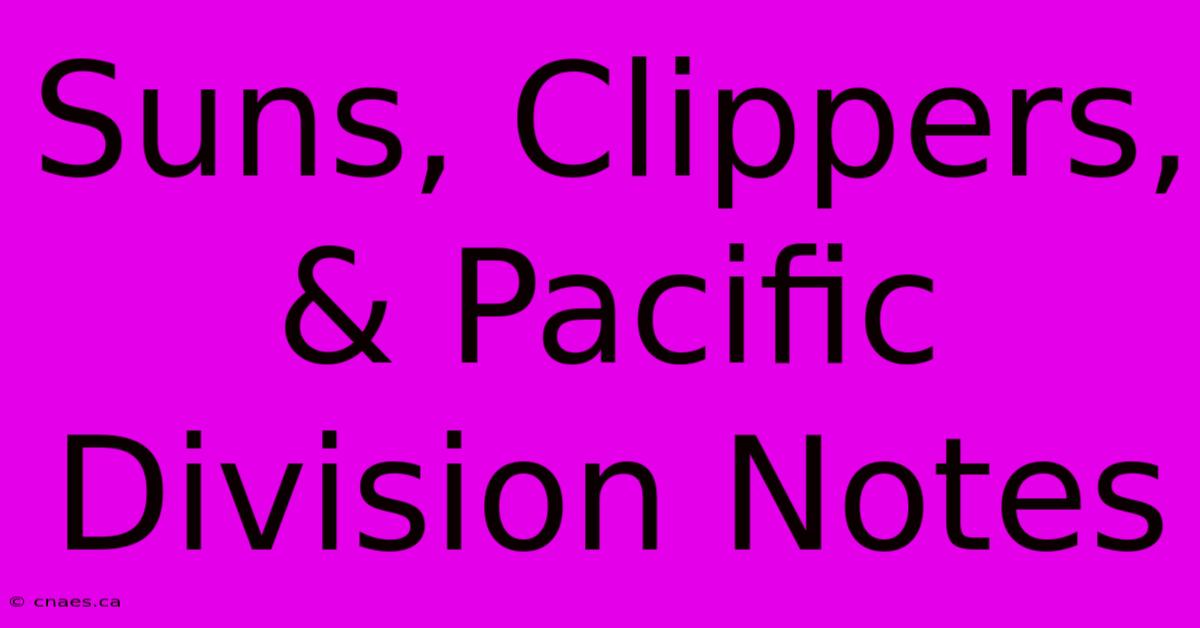 Suns, Clippers, & Pacific Division Notes