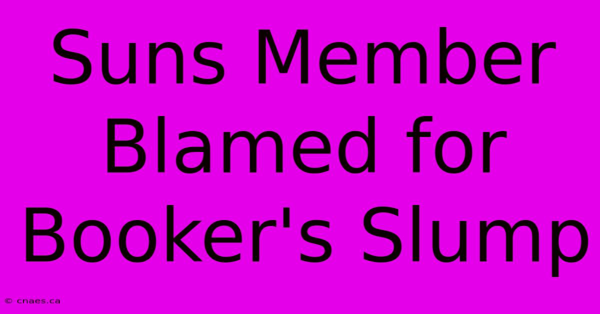 Suns Member Blamed For Booker's Slump