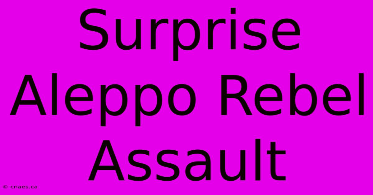 Surprise Aleppo Rebel Assault