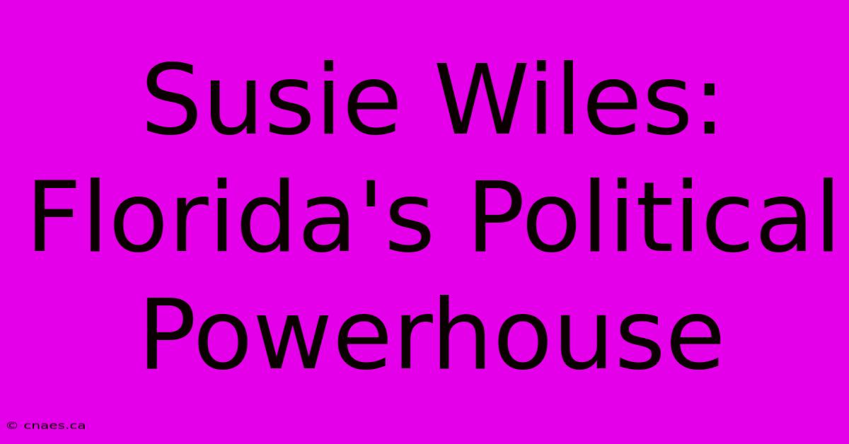 Susie Wiles: Florida's Political Powerhouse