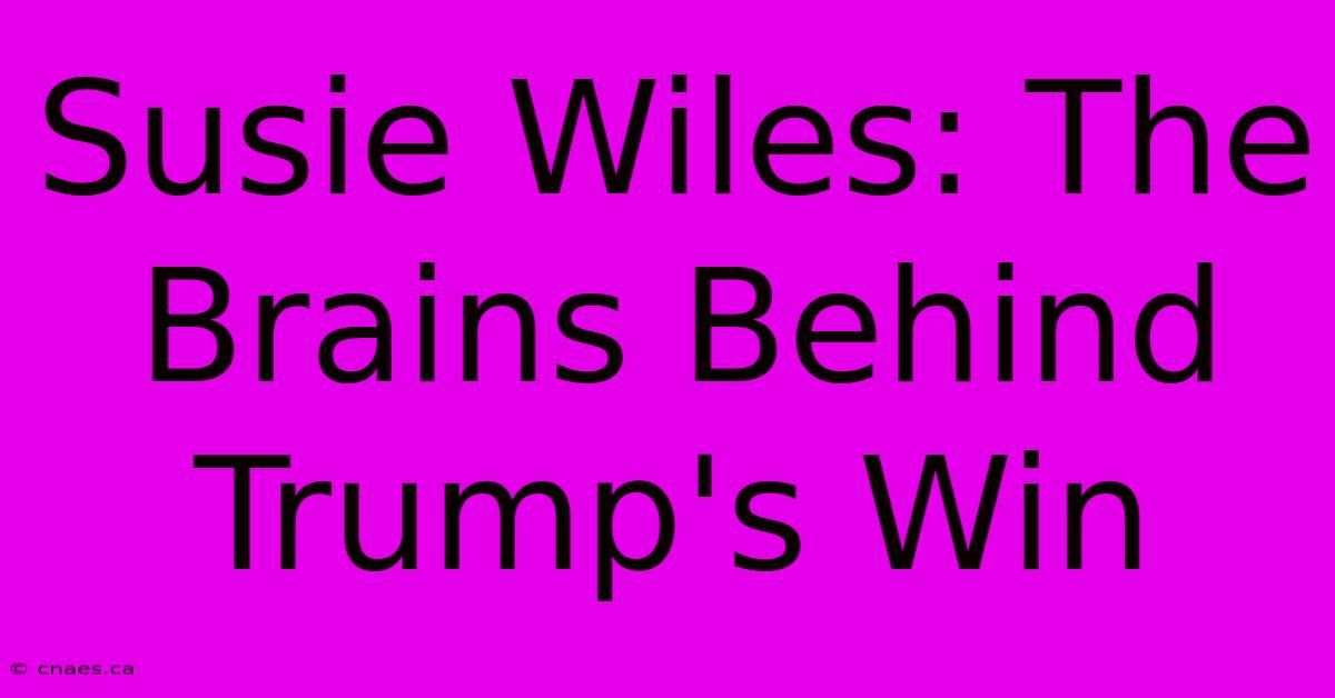 Susie Wiles: The Brains Behind Trump's Win