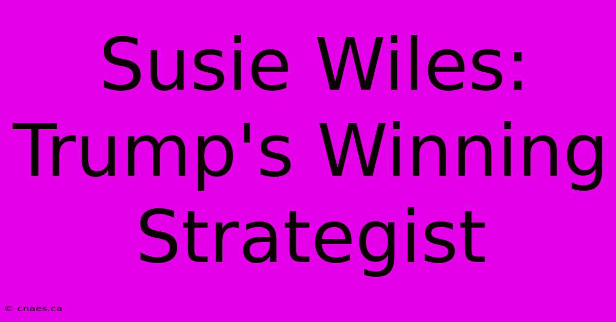 Susie Wiles: Trump's Winning Strategist