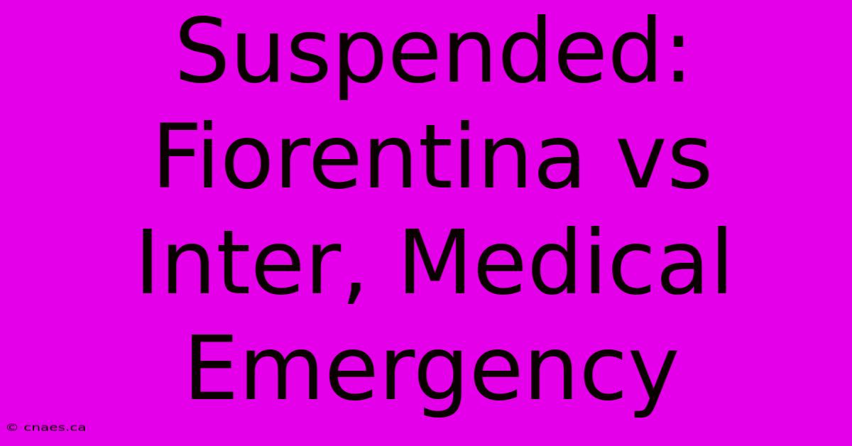 Suspended: Fiorentina Vs Inter, Medical Emergency