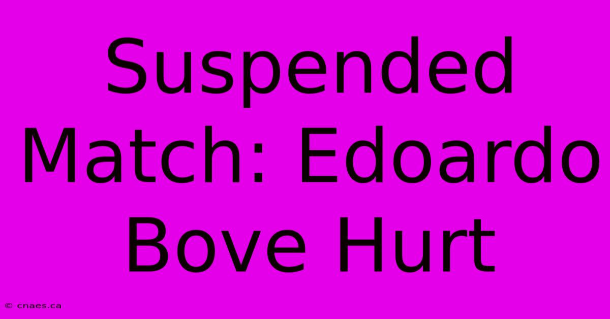 Suspended Match: Edoardo Bove Hurt