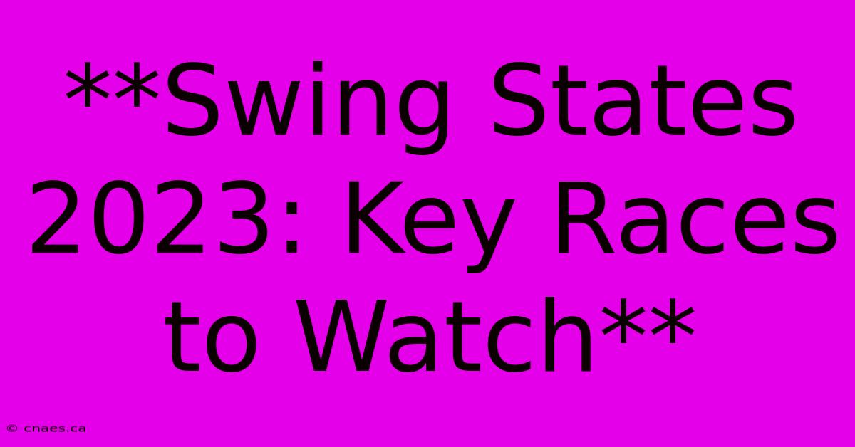 **Swing States 2023: Key Races To Watch**