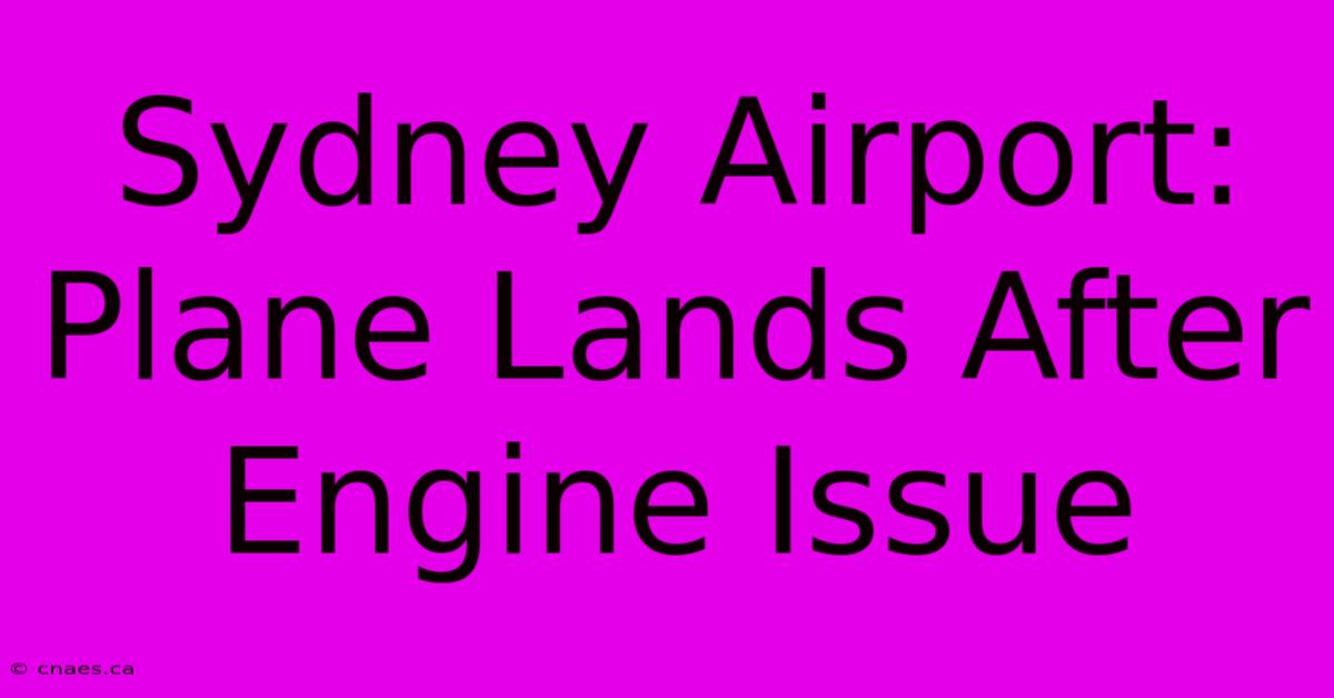 Sydney Airport: Plane Lands After Engine Issue