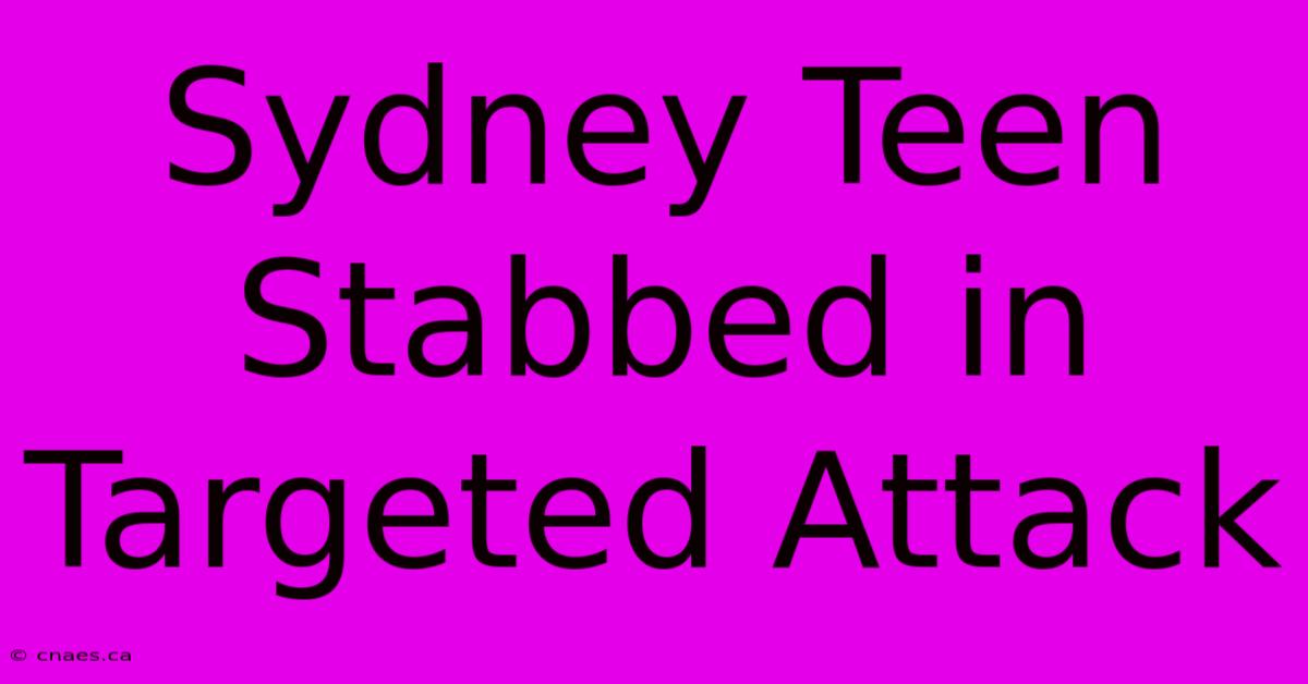 Sydney Teen Stabbed In Targeted Attack