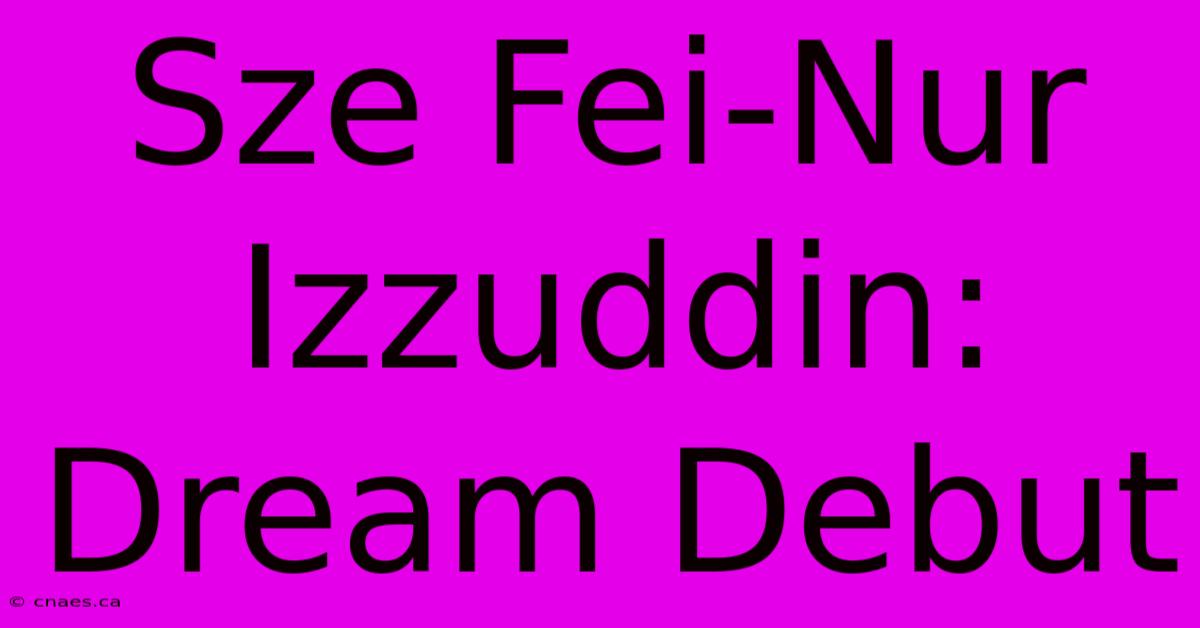 Sze Fei-Nur Izzuddin: Dream Debut