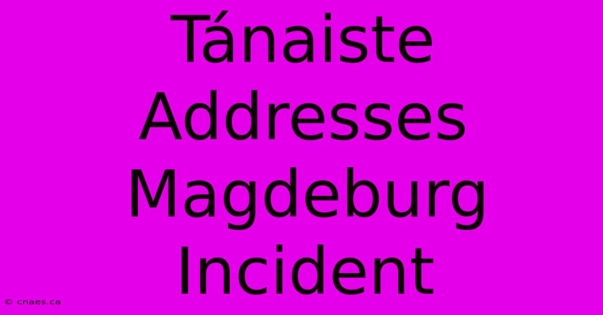 Tánaiste Addresses Magdeburg Incident