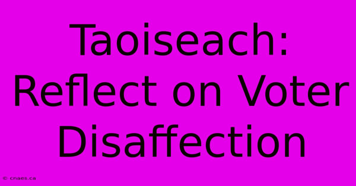 Taoiseach: Reflect On Voter Disaffection