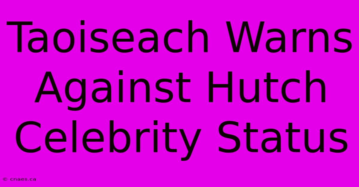 Taoiseach Warns Against Hutch Celebrity Status