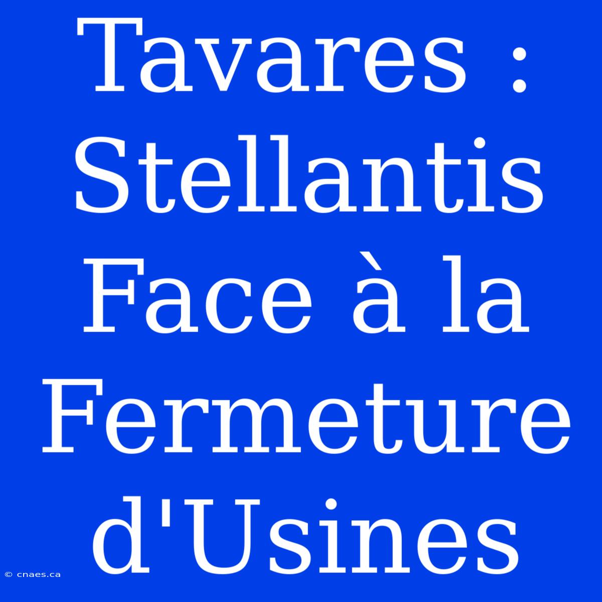 Tavares : Stellantis Face À La Fermeture D'Usines