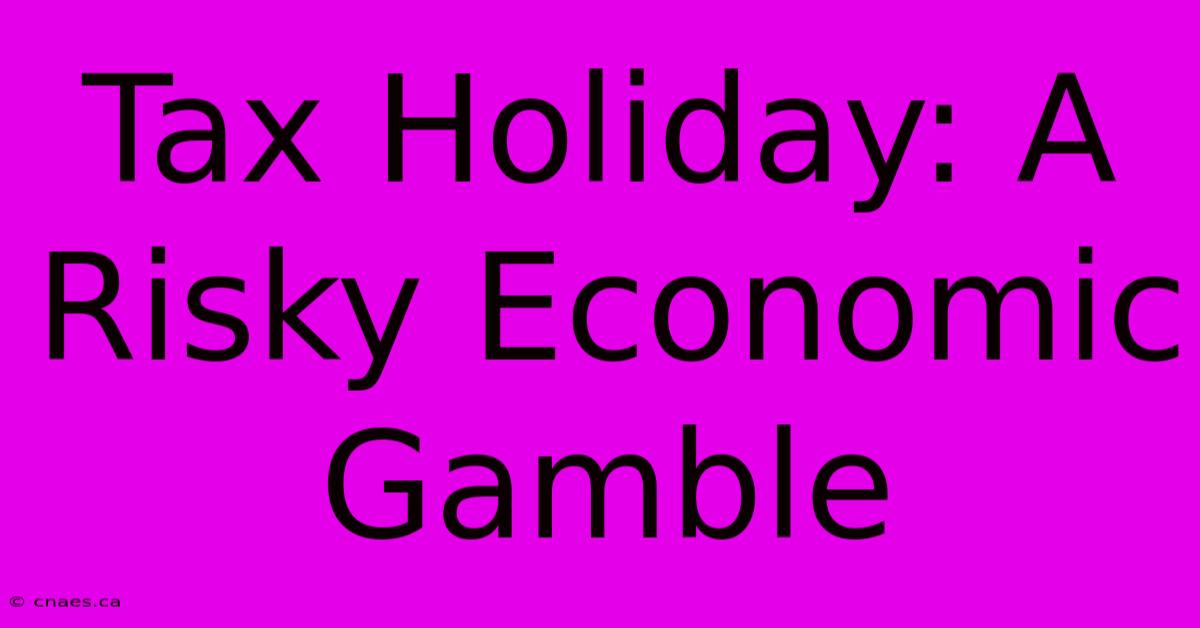 Tax Holiday: A Risky Economic Gamble