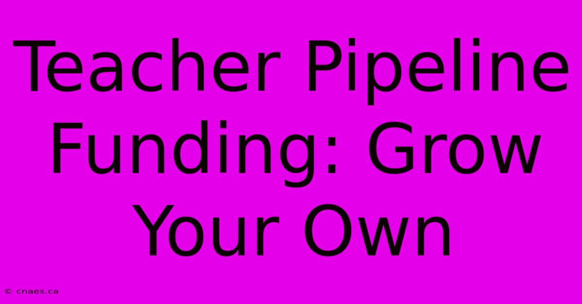 Teacher Pipeline Funding: Grow Your Own