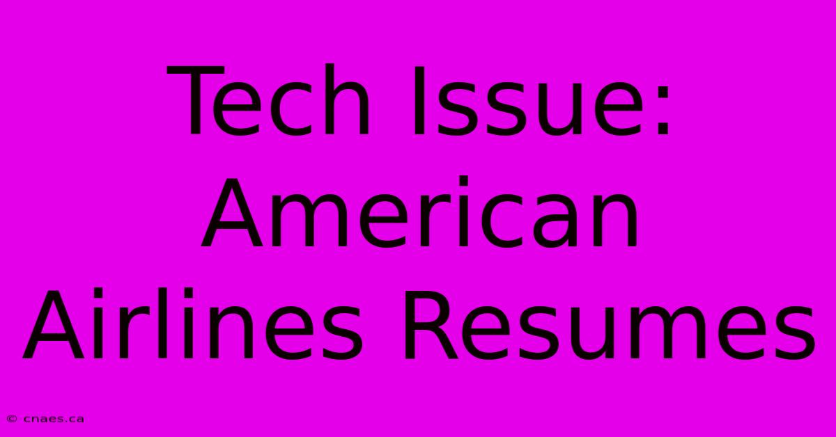 Tech Issue: American Airlines Resumes