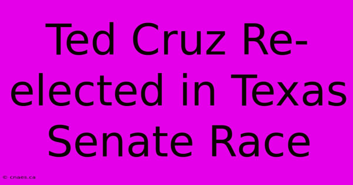 Ted Cruz Re-elected In Texas Senate Race