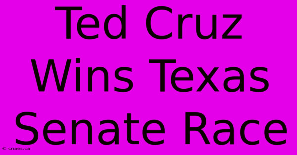 Ted Cruz Wins Texas Senate Race