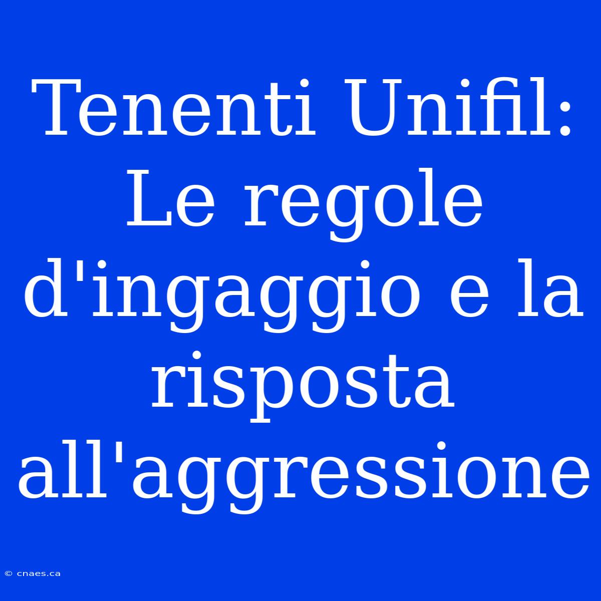 Tenenti Unifil: Le Regole D'ingaggio E La Risposta All'aggressione