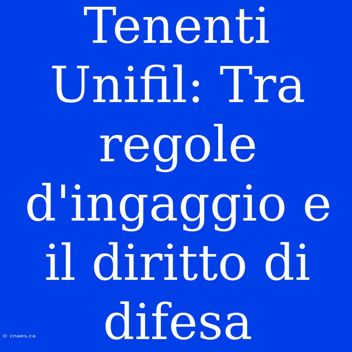 Tenenti Unifil: Tra Regole D'ingaggio E Il Diritto Di Difesa