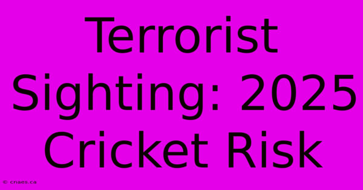 Terrorist Sighting: 2025 Cricket Risk