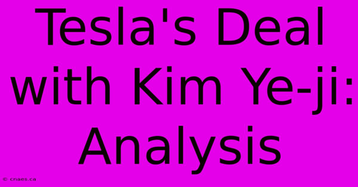 Tesla's Deal With Kim Ye-ji: Analysis 