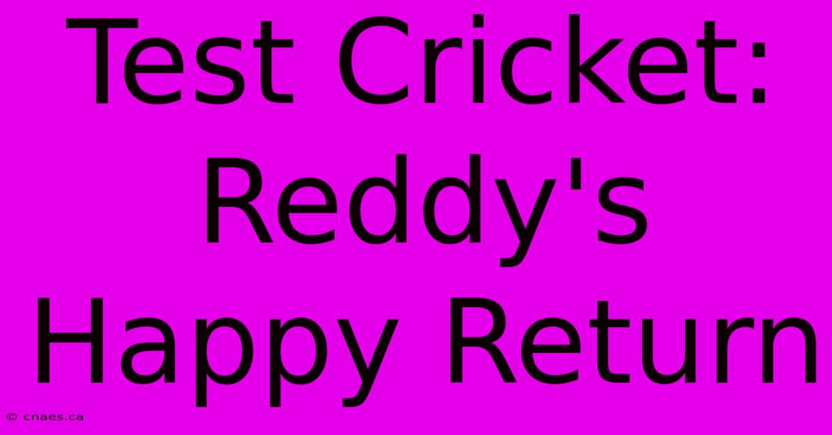 Test Cricket: Reddy's Happy Return