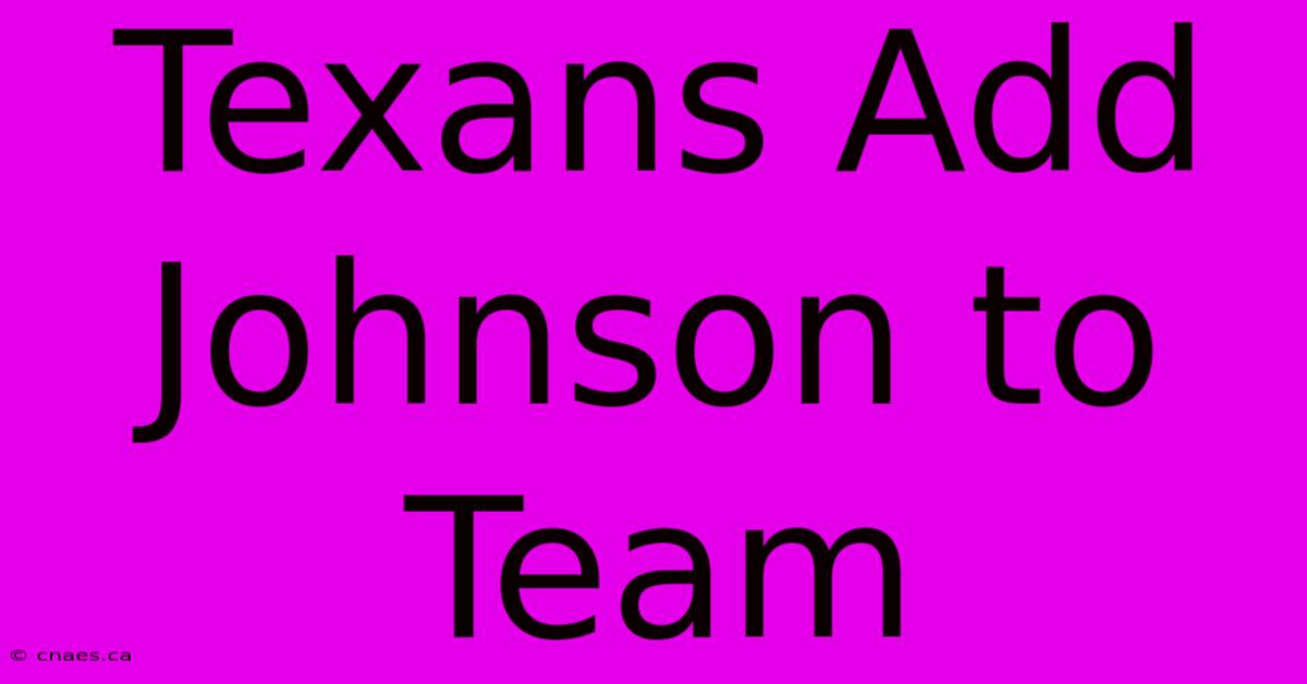 Texans Add Johnson To Team