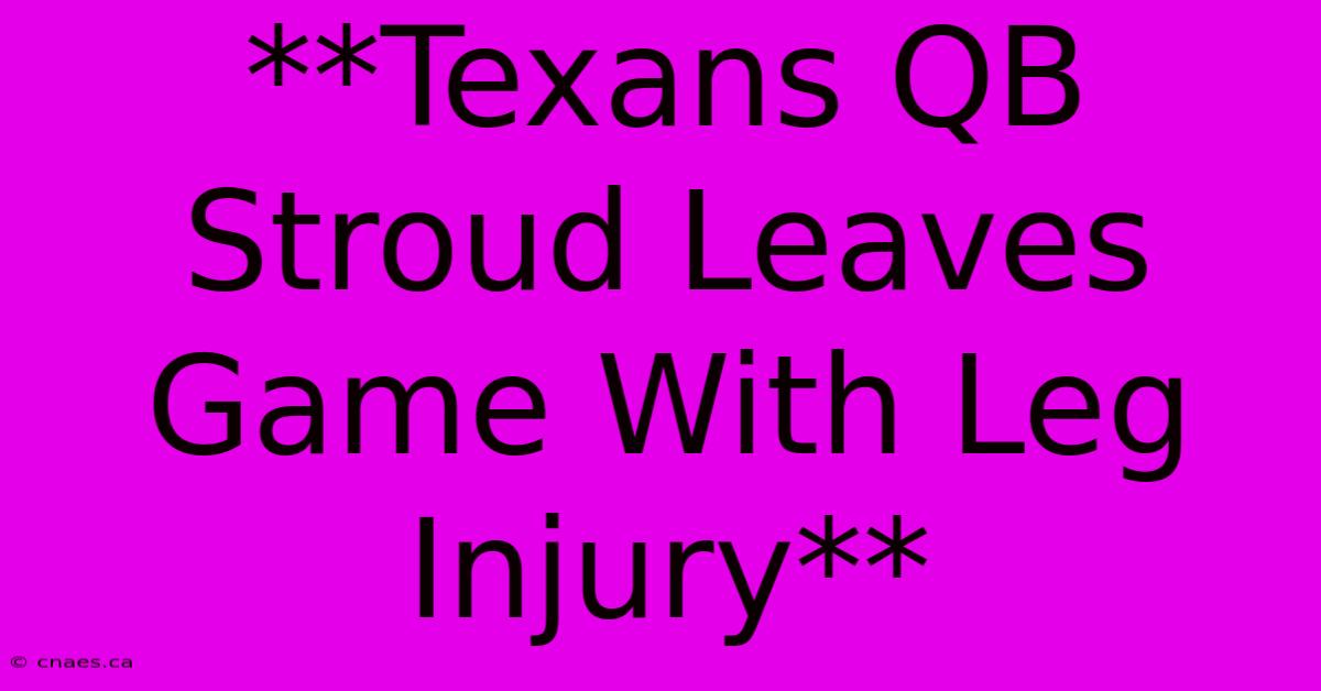 **Texans QB Stroud Leaves Game With Leg Injury**