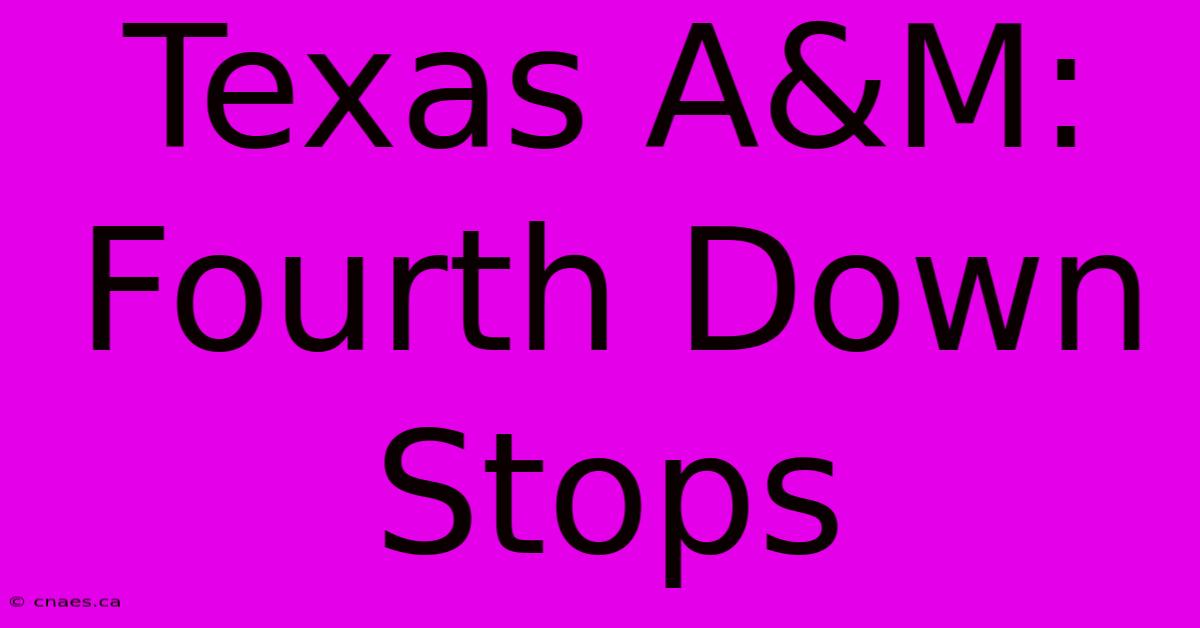 Texas A&M: Fourth Down Stops