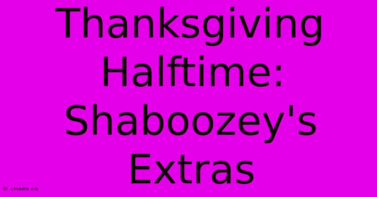 Thanksgiving Halftime: Shaboozey's Extras