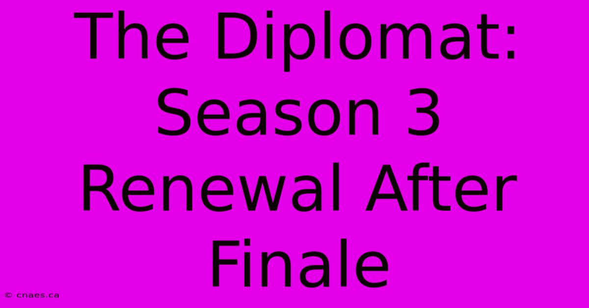 The Diplomat: Season 3 Renewal After Finale 