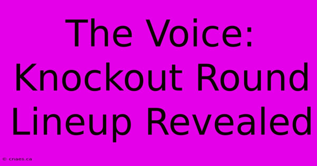 The Voice: Knockout Round Lineup Revealed