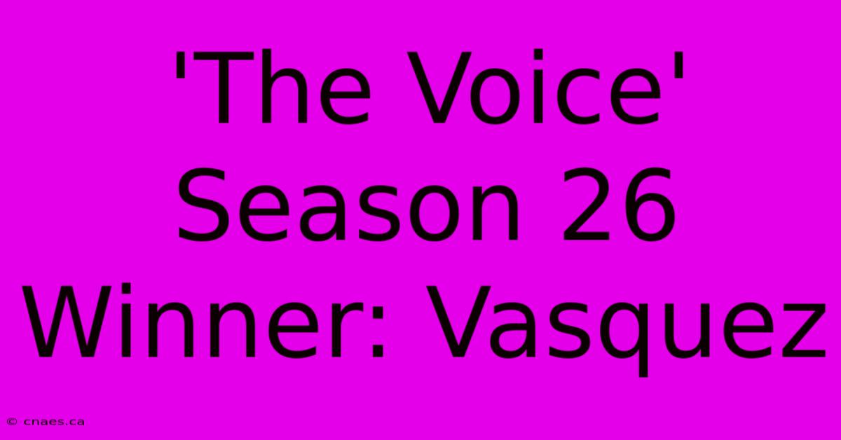 'The Voice' Season 26 Winner: Vasquez