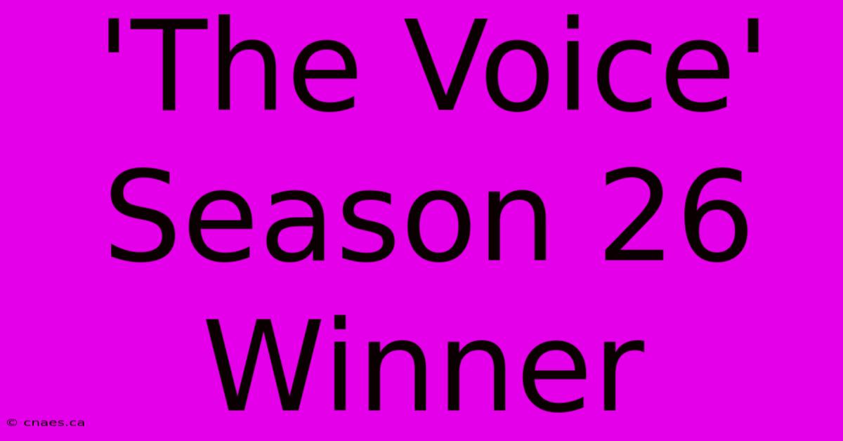 'The Voice' Season 26 Winner