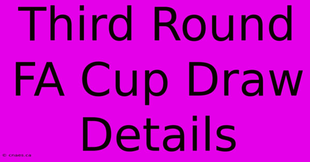 Third Round FA Cup Draw Details