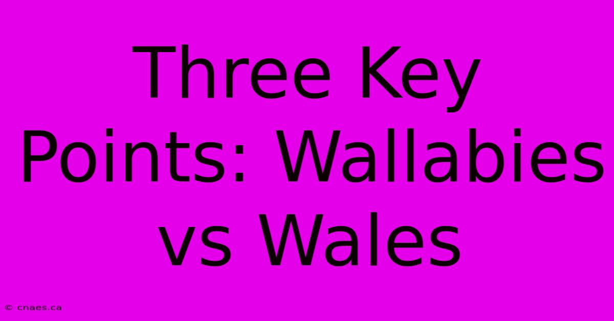 Three Key Points: Wallabies Vs Wales