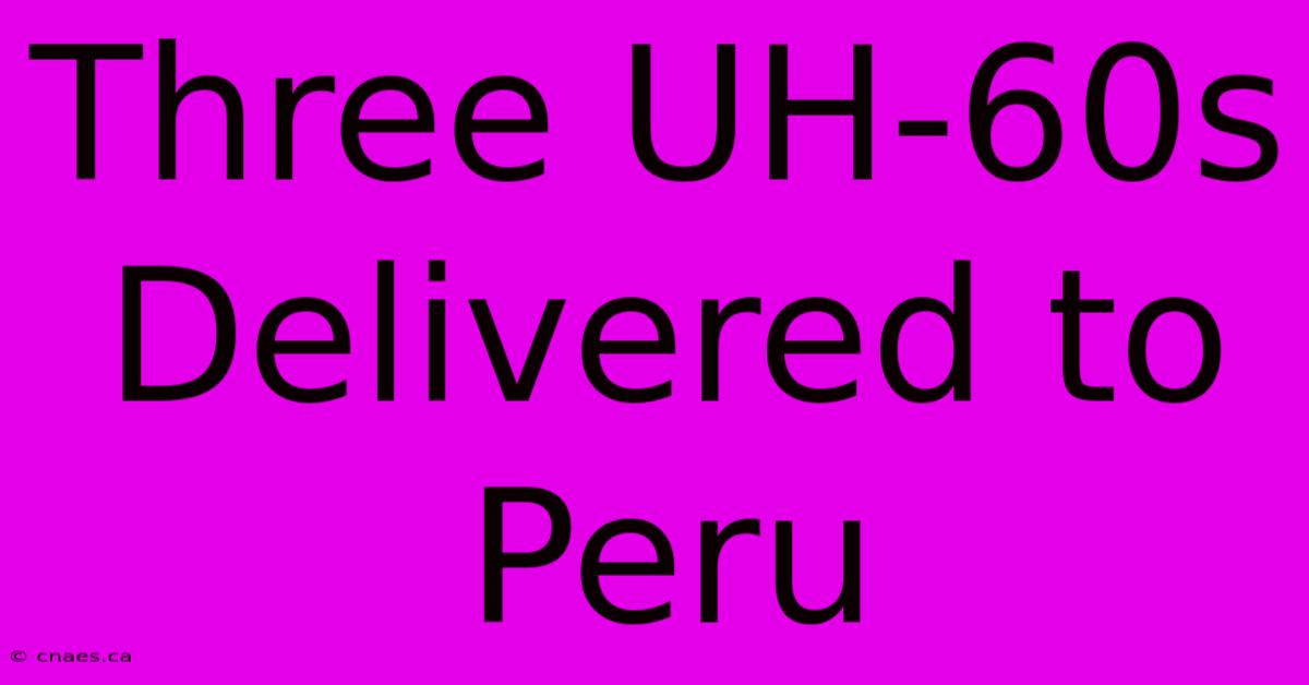 Three UH-60s Delivered To Peru