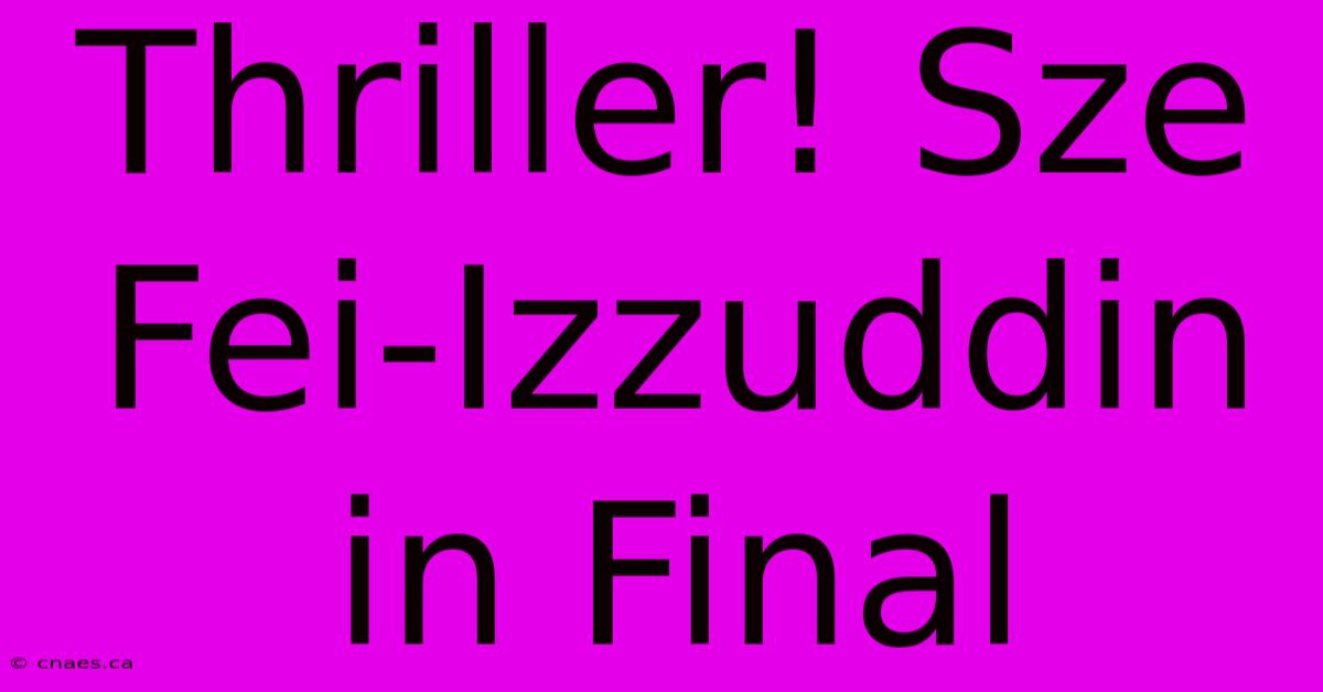 Thriller! Sze Fei-Izzuddin In Final