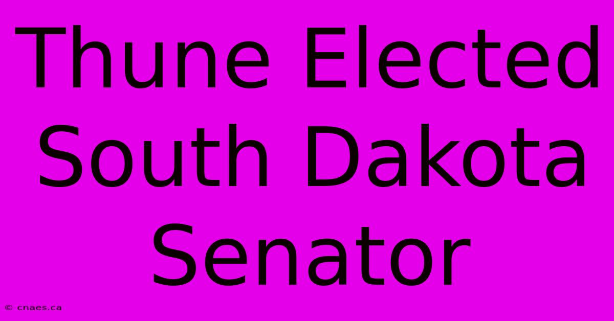 Thune Elected South Dakota Senator