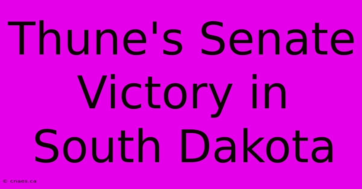 Thune's Senate Victory In South Dakota